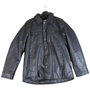Levi's Lamb Touch Jacket Mens Medium Black Sherpa Lined Faux Leather Biker